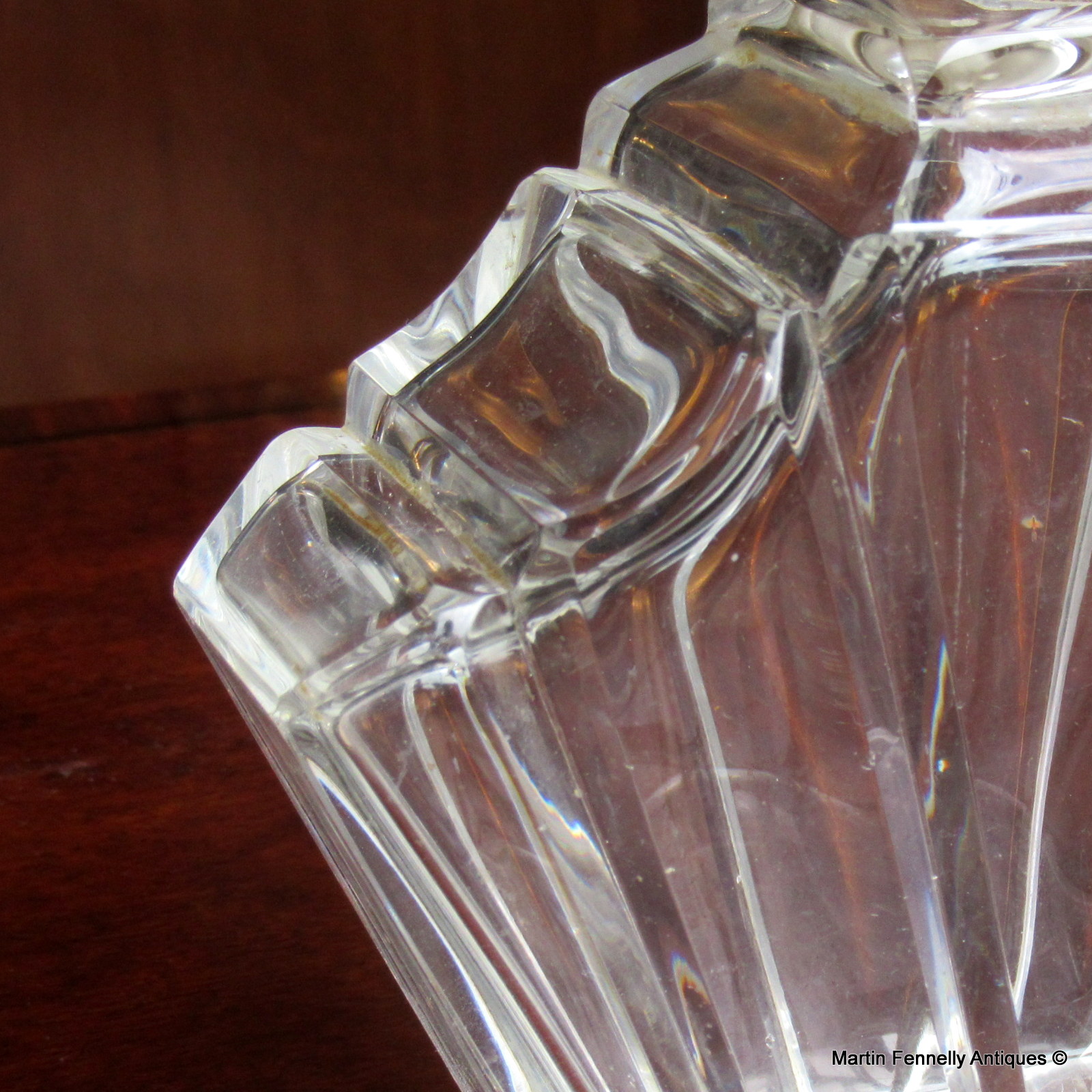 311 Sold Pair of Art Deco Crystal Decanters 1938 - Birmingham Silver Collars - Image 4