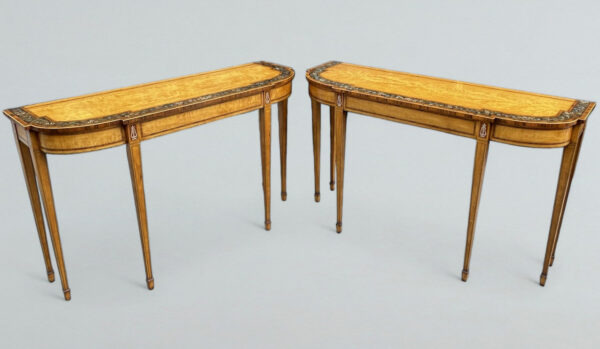 403 Antique Pair English Console Painted Satinwood Tables after Seddon