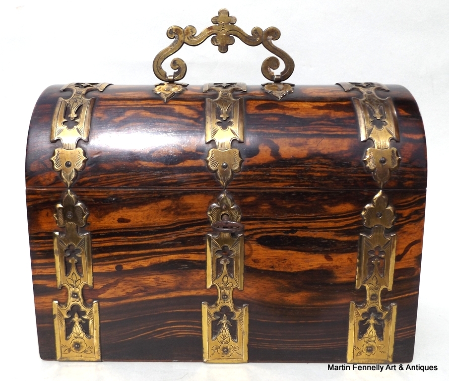 508 Sold Superb Coromandel Stationery Casket by Halstaff Hannaford London 1850