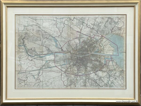 387 Sold Municipal Aera Map of Dublin - 1837 Ordnance Survey - Sir Thomas Larcom