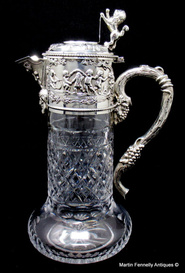 731 Sold Superb Silver Mounted Crystal Claret Jug early 20thCt