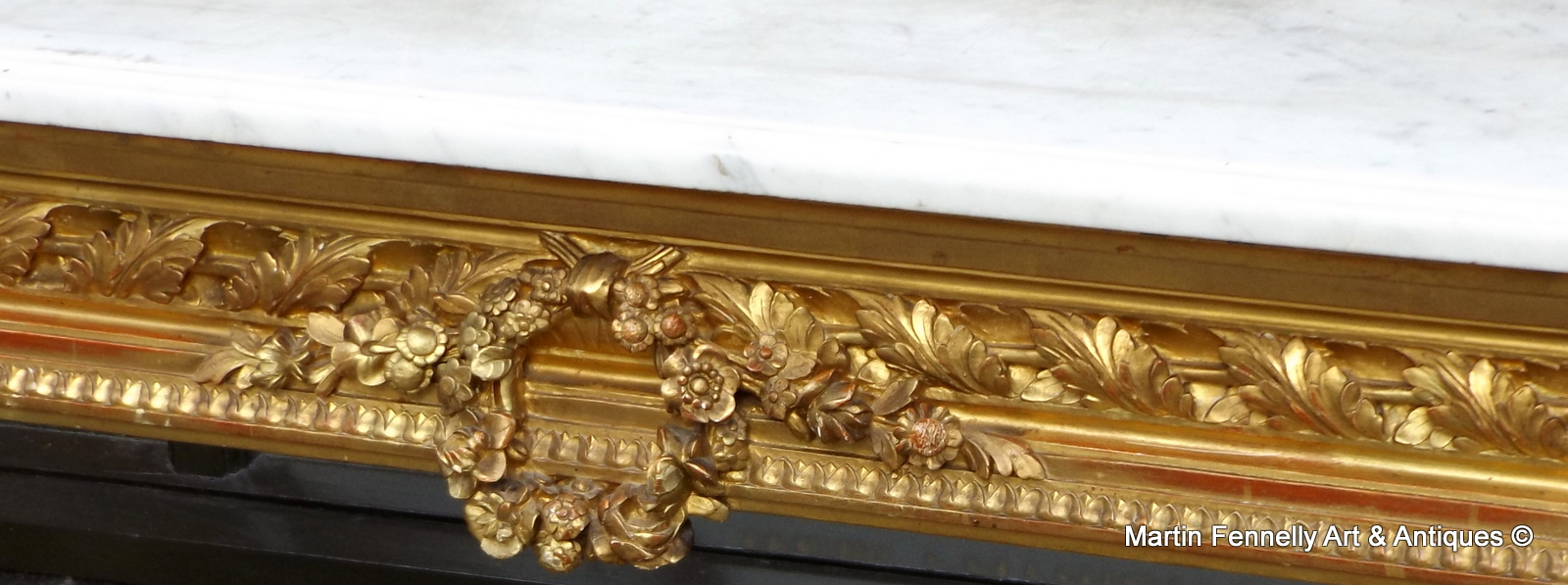 929 Sold French Carved Gilt Wood Marble Topped Console Table - Circa 1860 - Image 4