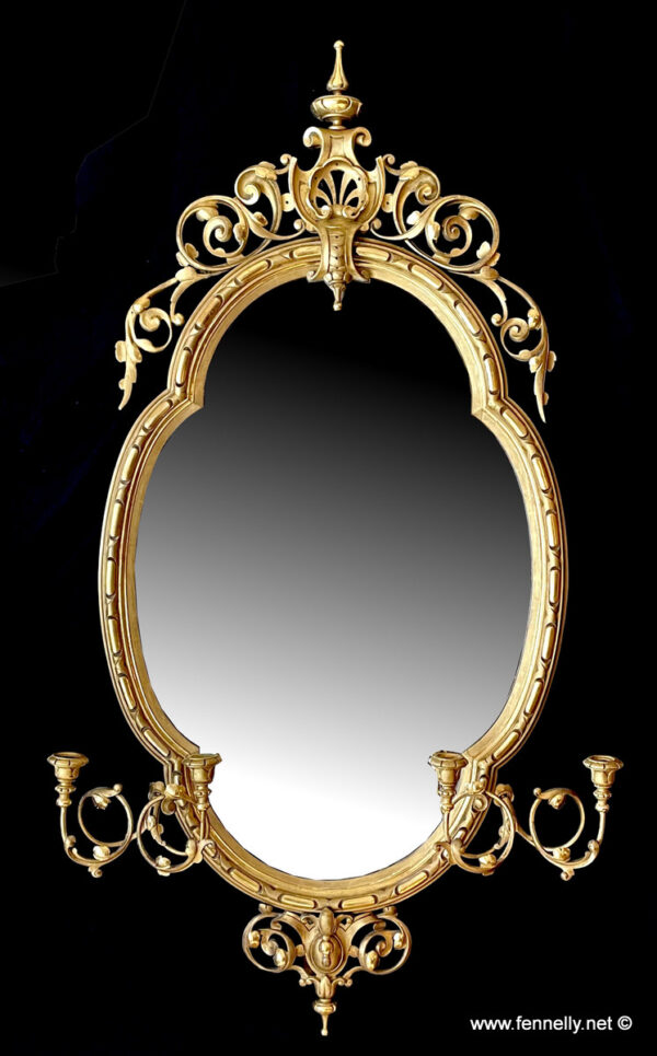 173 Sold Stunning English Girandole Mirror - Victorian - Carved Wood