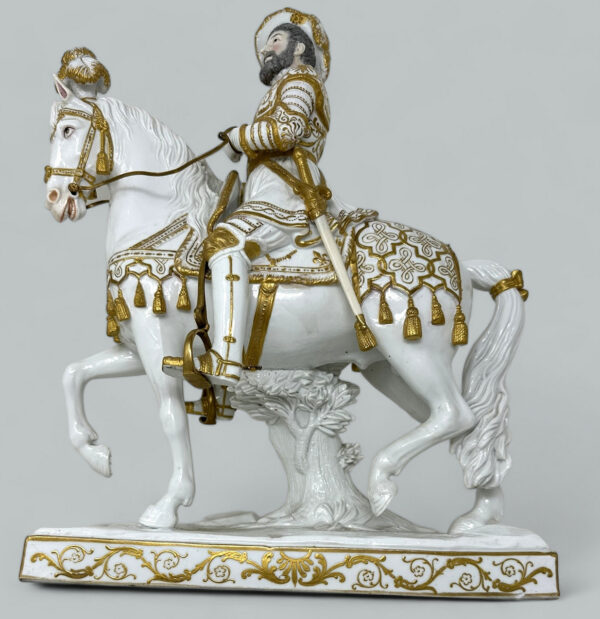 913 Sold Antique Sevres Porcelain King Francois I Riding Horseback Sculpture Centerpiece