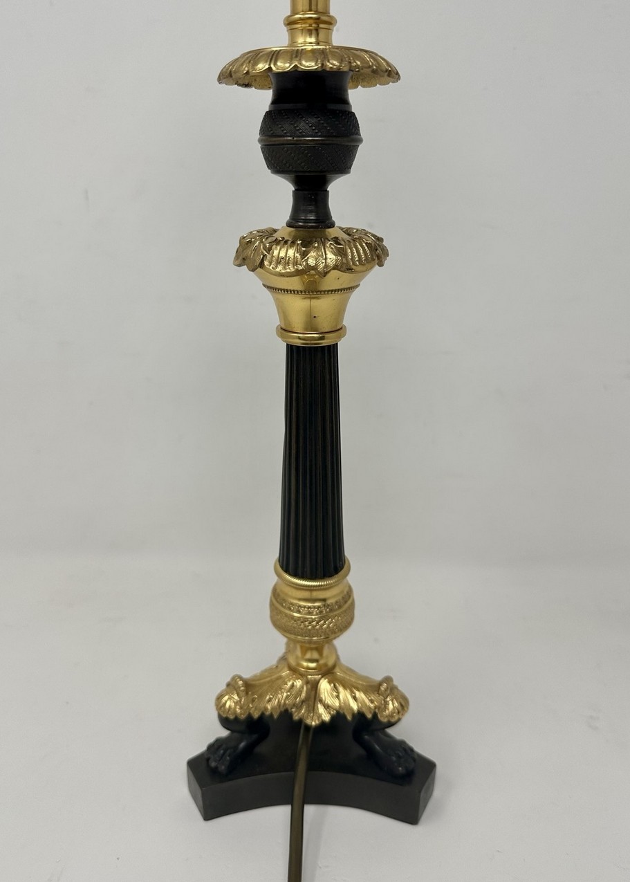 890 Antique Set Four French Doré Bronze Neoclassical Ormolu Candlesticks Lamps 19Ct - Image 4