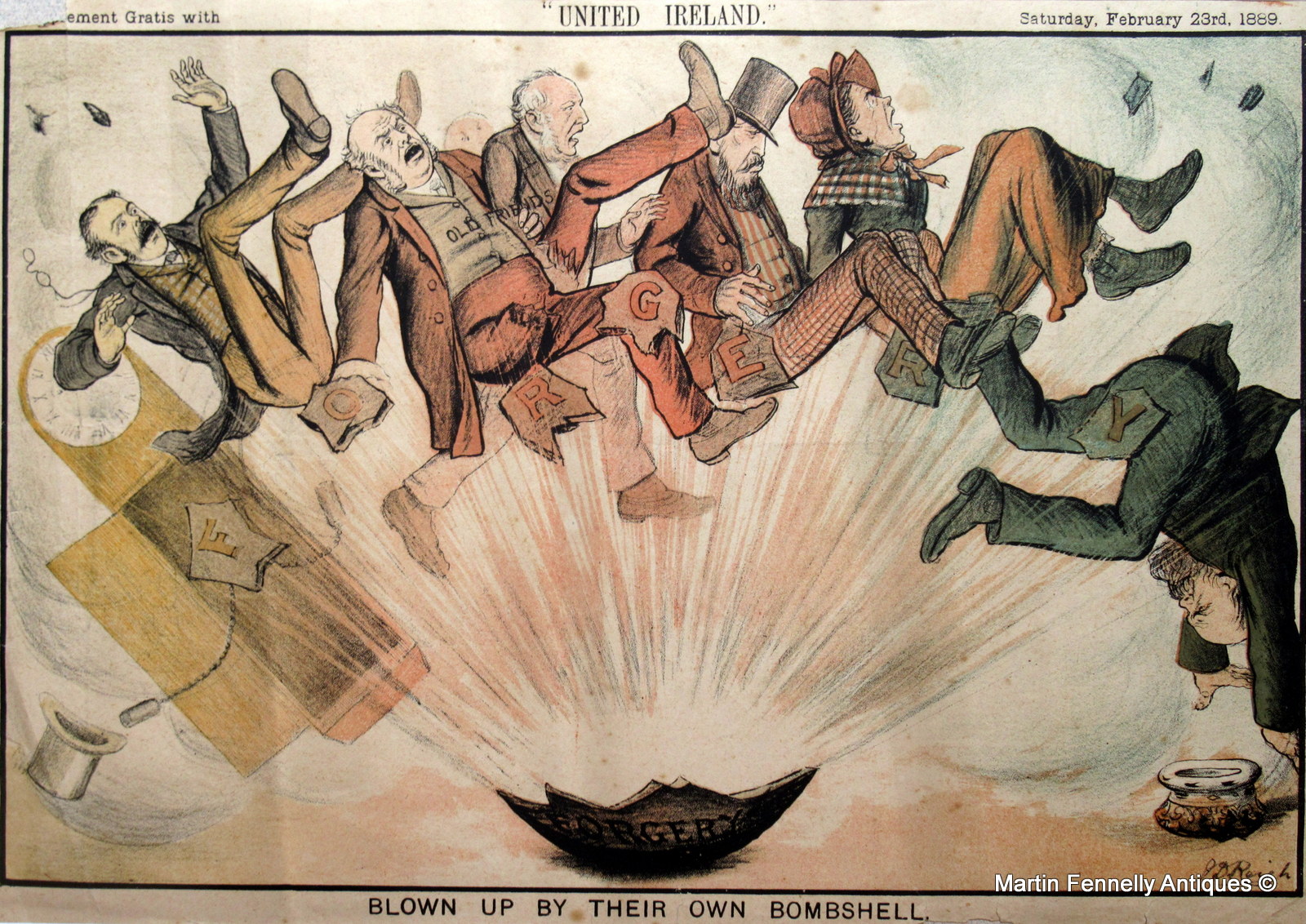 151a Rare Set of old United Ireland Magazine Satirical Cartoons all Late Victorian and original - Image 7