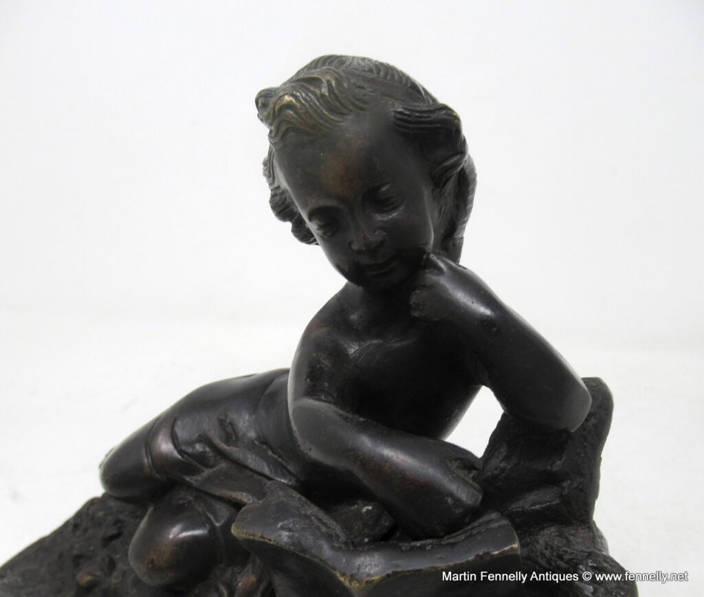 783 Antique Pair French Grand Tour Bronze Marble Cherubs Figures Putti ...