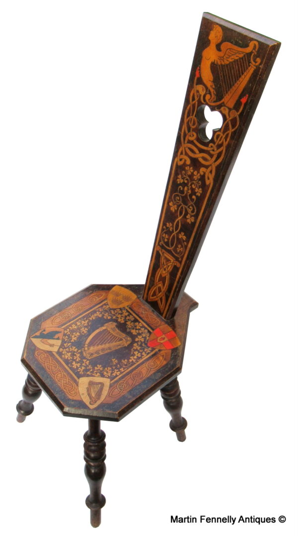 521 Sold Rare Irish Harp Chair - Circa 1880 - Killarneyware - Kerry - Ireland