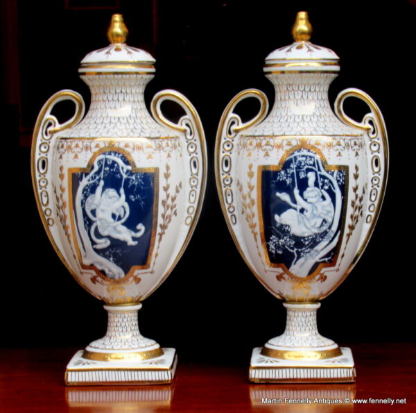 907 Sold Pair Pâte-sur-Pâte Lidded French Urns