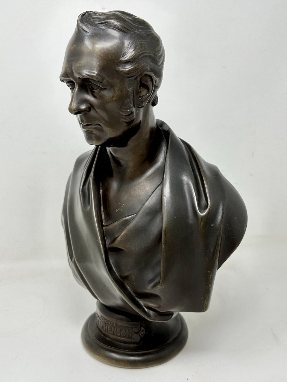 768 Antique Male Bronze Bust George Stephenson Railways Interest Edward William Wyon - Image 3