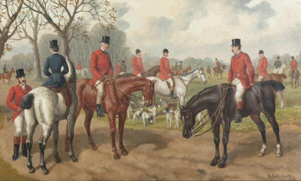 863 Sold EB Herberte  'The Meet Up'; 'The Jump' A pair, Oils on Canvas