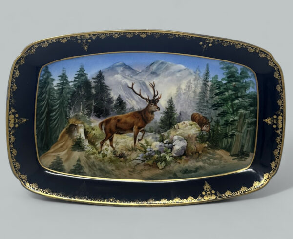 356 Antique Epiag Royal Czechoslovakian Porcelain Cabinet Plate Tray Highland Deer