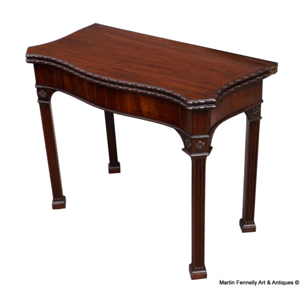 555 Fine George III Mahogany Serpentine Card Table Manner of Wright and Elwick Circa 1760