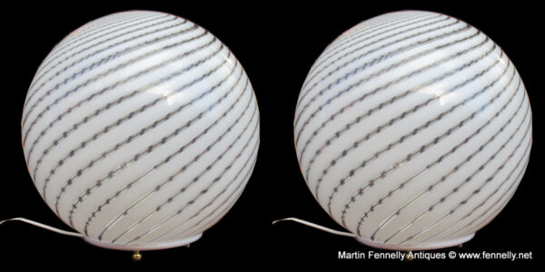407 Sold Pair Of 1960's Spiral design Italian Globe Table Lamps