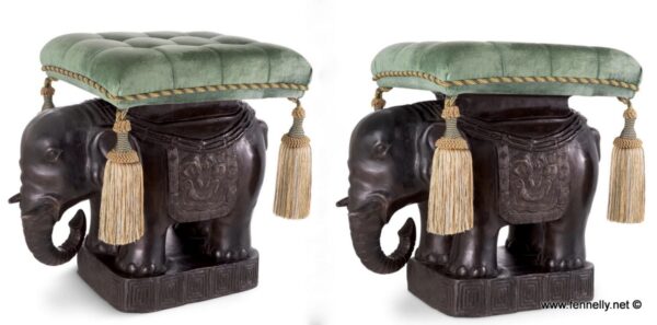 M195 Pair of Bronze Elephant Stools - Eichholtz Designed