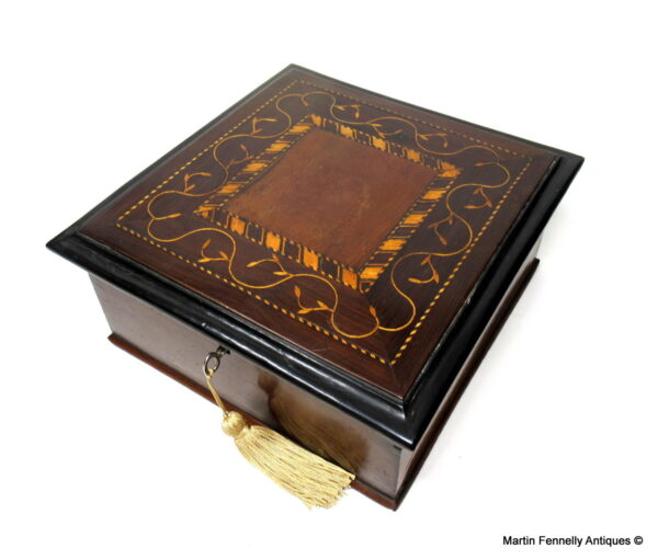 867 Sold Rare Irish Killarney Arbutus Wood Antique Jewelery Casket Box Mid 19th Century