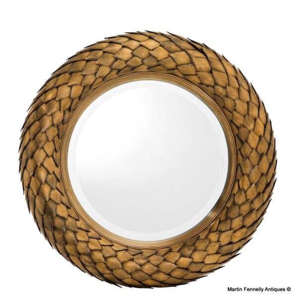 M024 Sold Laurel Design Circular Mirror - Bevelled Glass