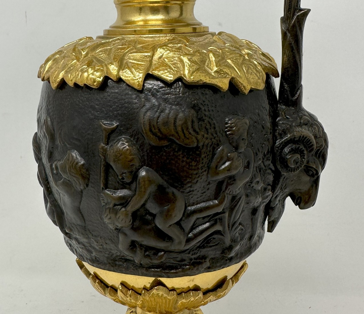 711 Sold Antique Pair French Bronze Ormolu Ewers Vases Manner of Claude Michel Clodion - Image 4