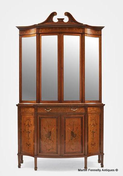 192 Sold Superb Edwardian Period Satinwood Display Cabinet - Edwards and Roberts, London Circa 1900