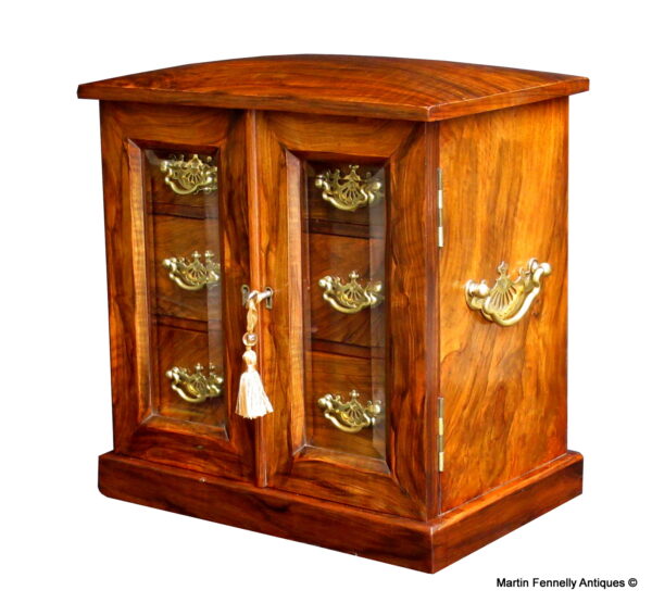 999 Sold English Glazed Large Walnut Jewellery Casket Circa 1900