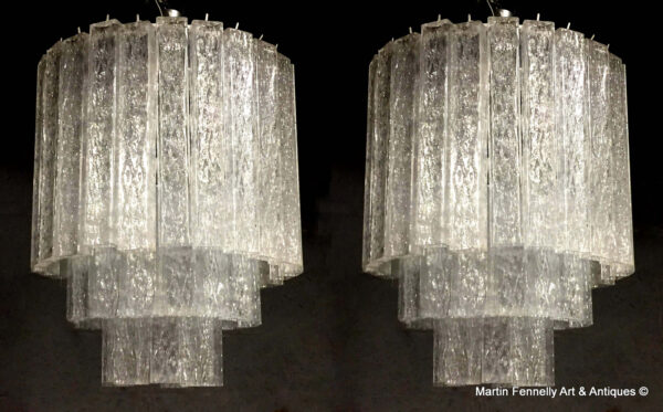 M041 Large Vintage Pair Italian Chandeliers - Venetian Design