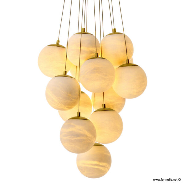 M163 Stunning Retro Chandelier - The Sphnix - Large 13 Alabaster Shades