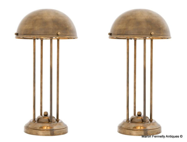 M107 Pair Brass Desk or Console Table Livre Lamps - Eichholtz
