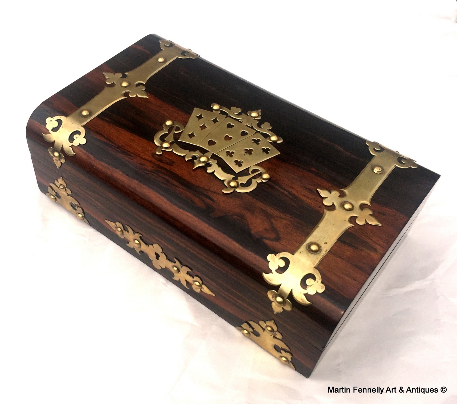 108 Sold Antique Coromandel and Brass Mounted Games Box Circa 1880 - Image 2