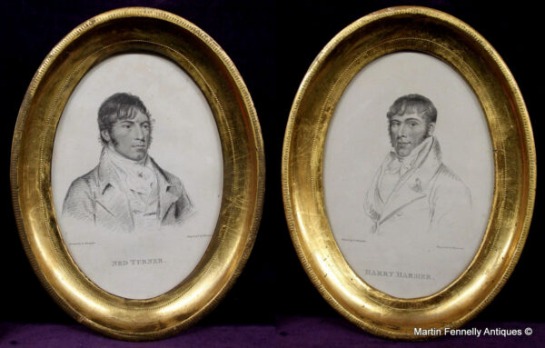 111 Sold Rare Pair Sporting Engravings Boxers Harry Harmer Ned Turner early 19thCt