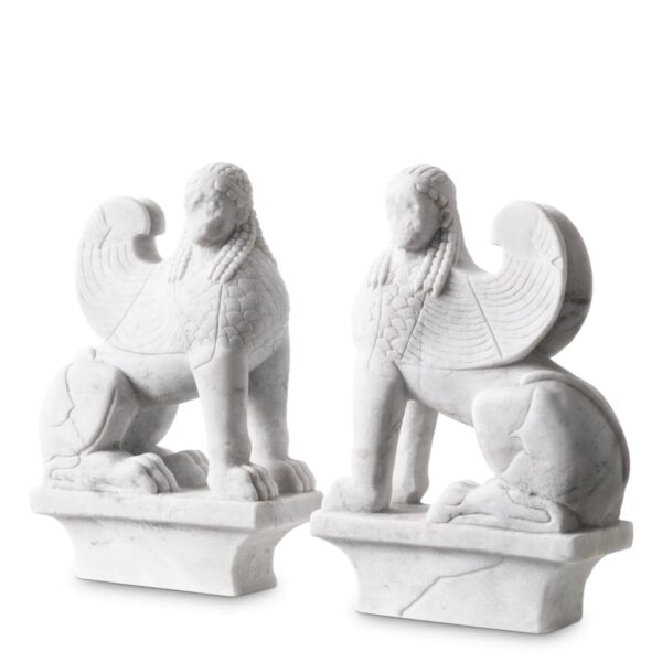 M136 Superb Pair of Marble Sphinx - Hand Carved - Eichholtz