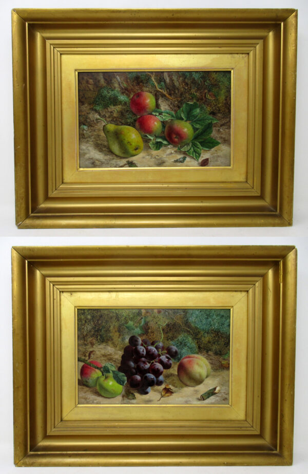 476 Sold William Hughes Still Life Fruits Oil on Board English Painting 1863 Gilt Frame