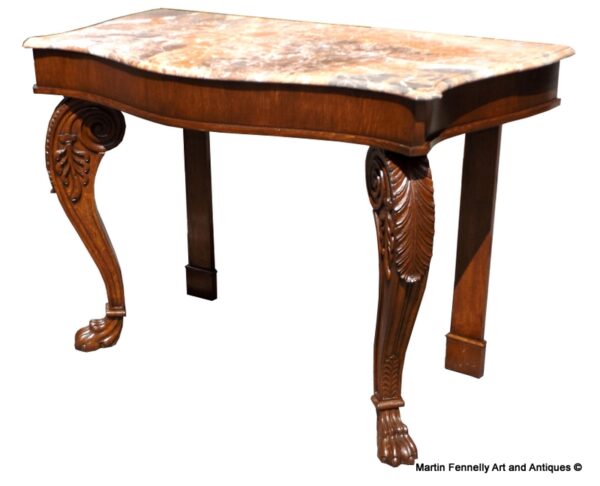 196 Irish Console Table - Circa 1830 - Oak and Marble