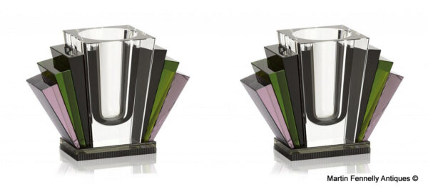 717 Sold Superb Pair of Art Deco Inspired Vases - Danish Crystal