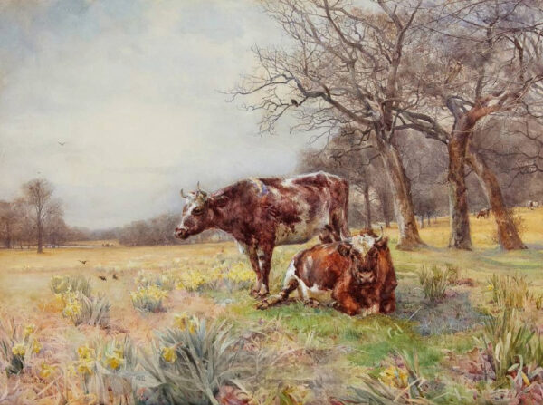 792 Sold Mildred A Butler RWS (1858-1941) - Large Watercolour - 'Dolce Far Niente'