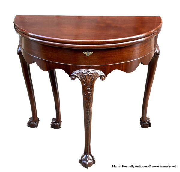 708 Superb Irish Mahogany Foldover Games Table - Circa 1780