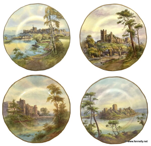 121 Sold Set of 4 Royal Worcester Cabinet Plates - Circa 1920 - Hand Painted - Signed