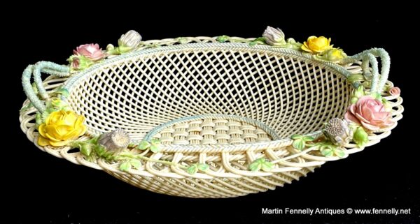 785 Classic 4 Strand Irish Belleek Basket - Flowers and Shamrocks