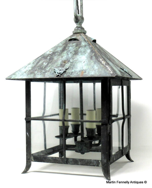 726 French Copper-Verdigris Lantern - Circa 1870