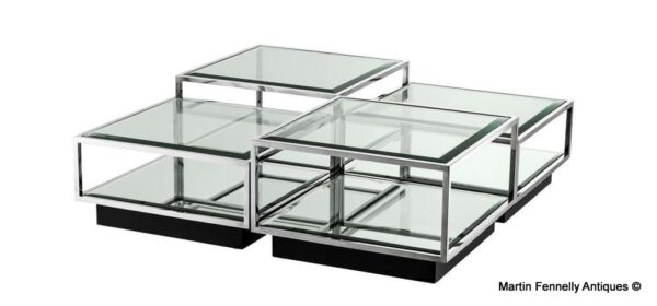 M037 Coffee Table - Modular - Stainless Steel and Glass - Mid Century - Modern