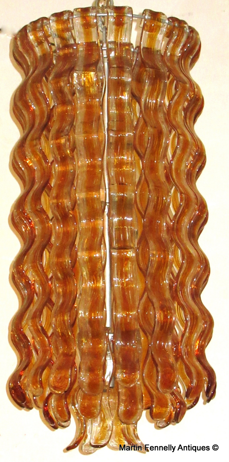 M060 Sold Rare Mazzega - Wave Chandelier - Italian - Amber Murano Crystal - Image 2