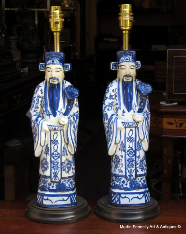 725 Sold Pair of Chinese Lamps - Porcelain - Converted to Electricity