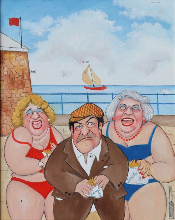 126 John Schwatschke 'A Thorn between Two Roses' Oil on Canvas - Framed