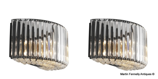M118 Sold Pair of Infinity Wall Lights - Crystal - Bronze Finish
