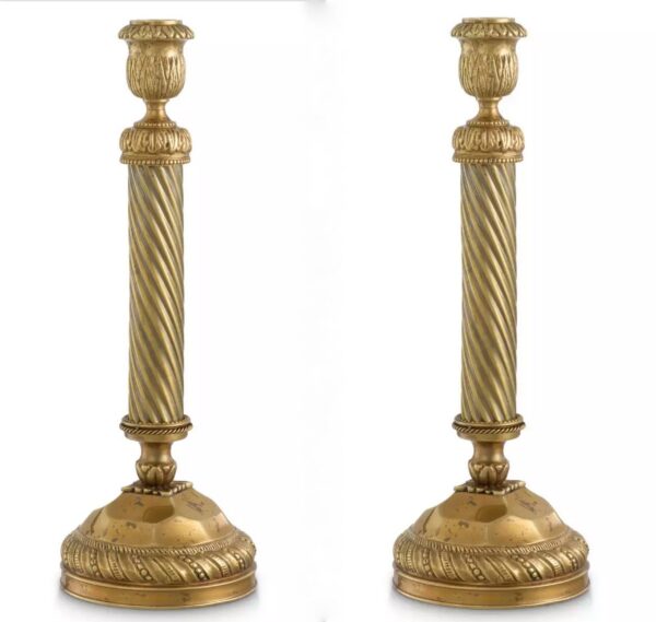 M191 Pair of Superb Brass Candlesticks - After Met Museum