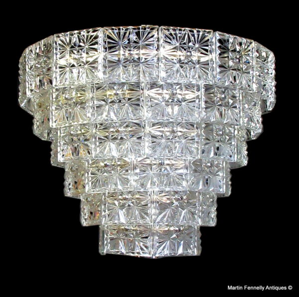 222 Sold Italian Mid Century Cut Glass  Chandelier - Circa 1950