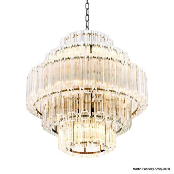 M054 Large Art Deco Design Clear Crystal Chadelier - Vittoria - Eichholtz