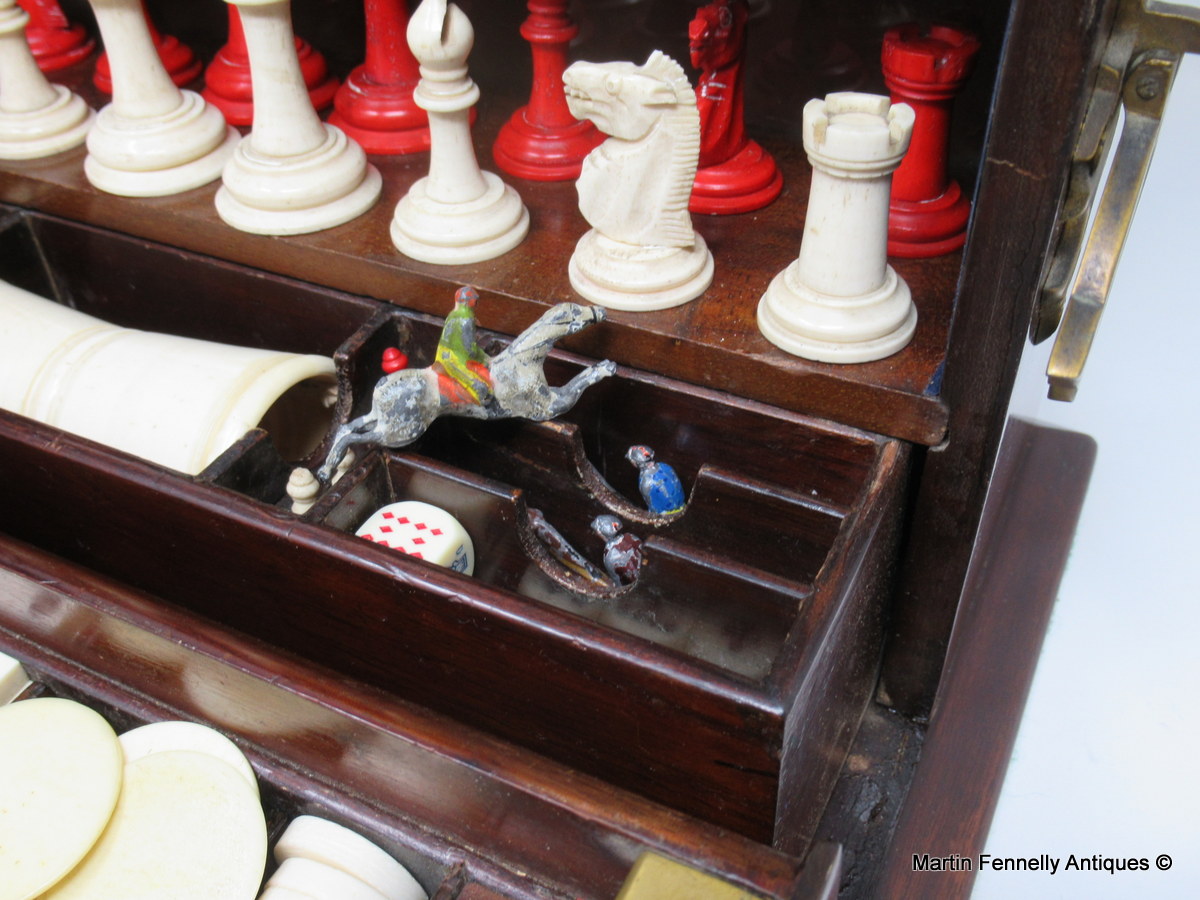 434 Sold Stunning Late Victorian Games Compendium - Mahogany - Circa 1900 - Image 5