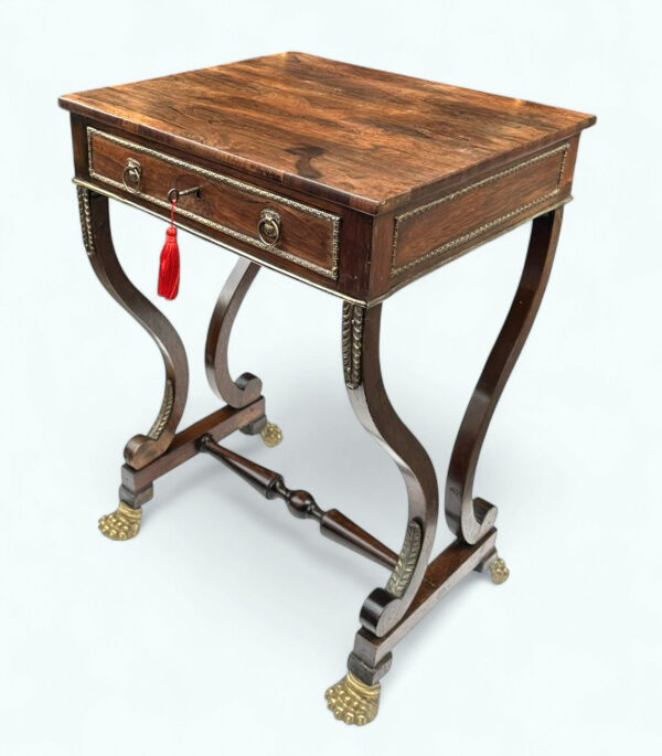 406 Antique English Regency Rosewood Occasional Side or Work Table Circa 1815