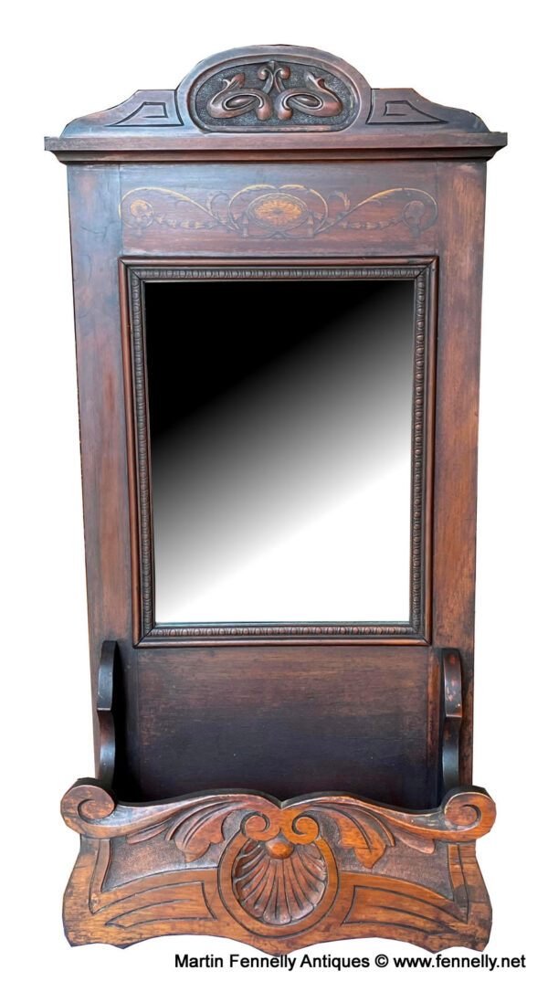 647 Sold Art Nouveau - Hall Mirror with Candle Box - English
