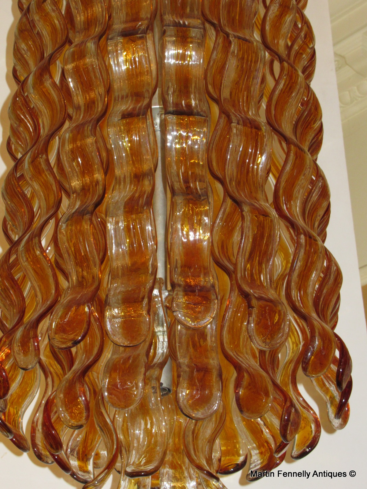 M060 Sold Rare Mazzega - Wave Chandelier - Italian - Amber Murano Crystal - Image 5